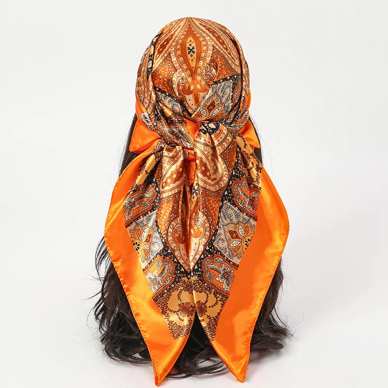 Satin Square Hijab Elegant Silk Neckerchief
