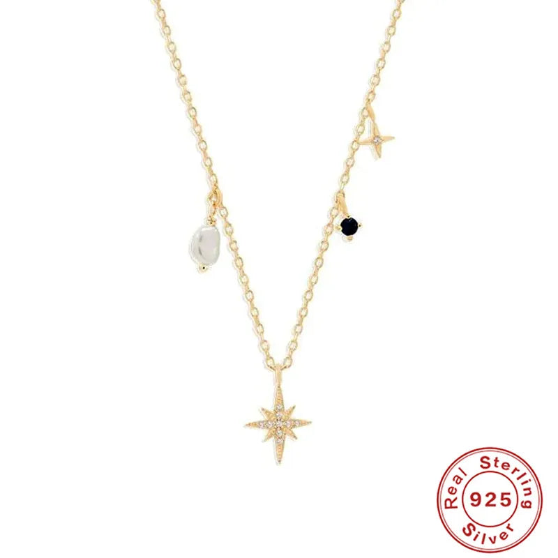 S925 Silver Octagonal Star Zircon Necklace