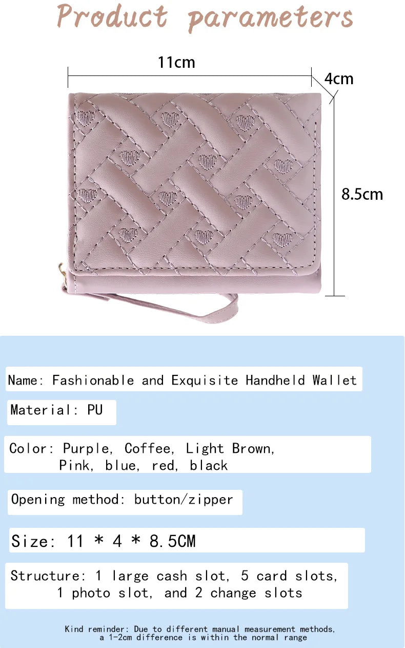 Embroidered Love Zipper Wallet Women