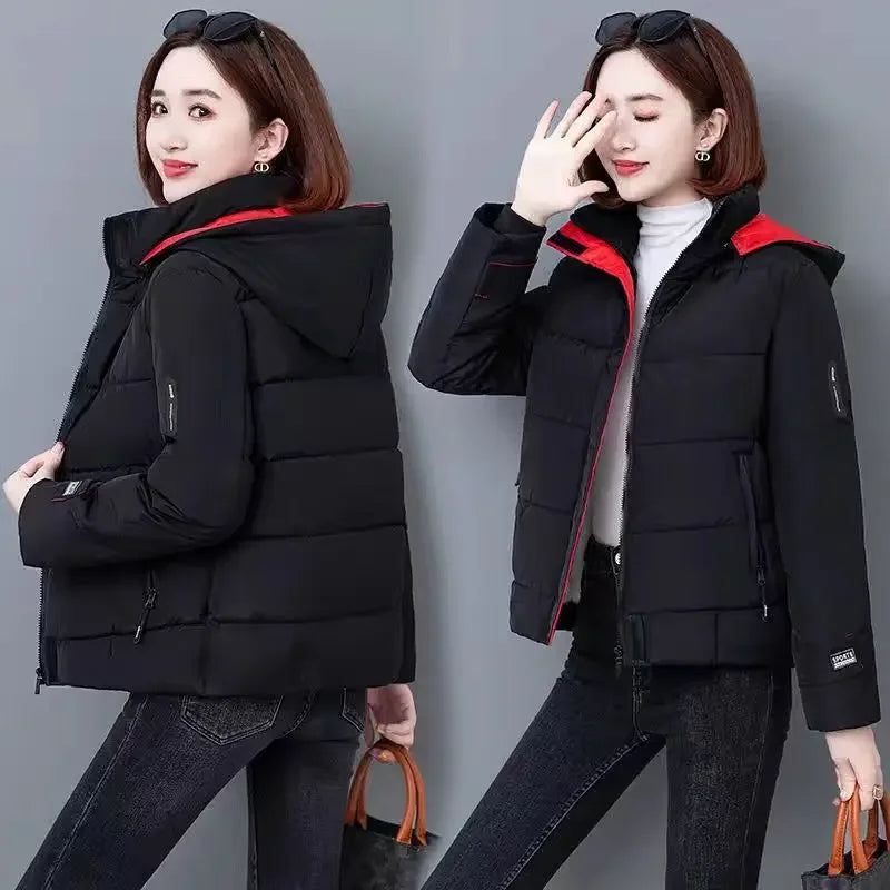 Thick Fleece Puffer Hooded Jacket Women