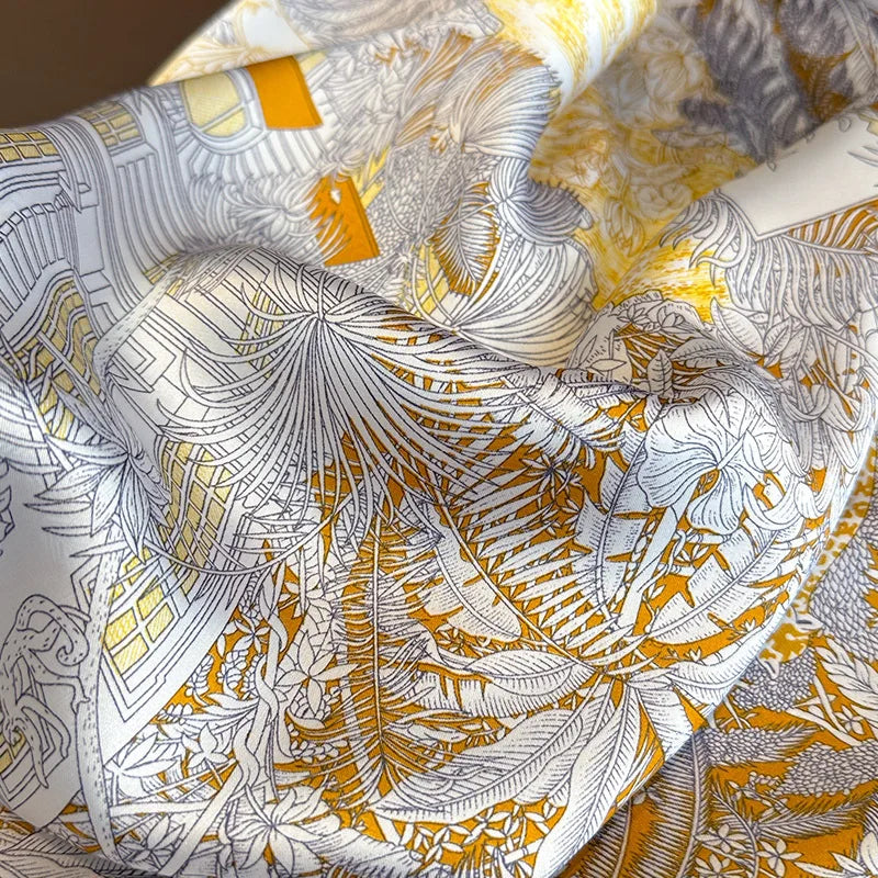 Bohemian Floral Print Silk Scarf