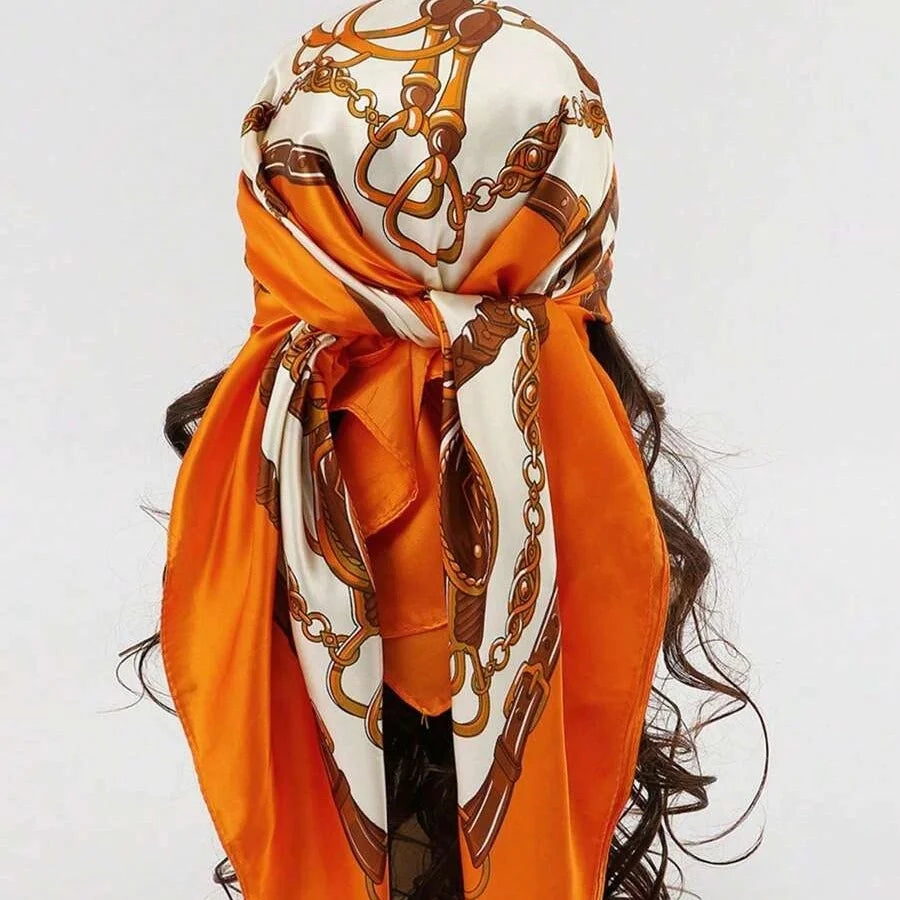 Satin Square Hijab Elegant Silk Neckerchief