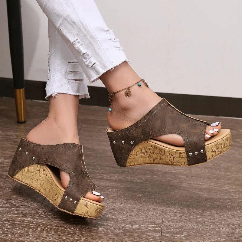 Roman Open Toe Wedge Sandals