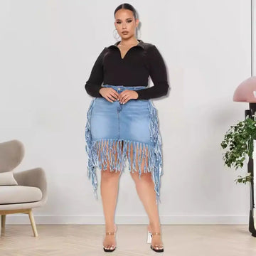 Large Tassel Denim Skirt Women