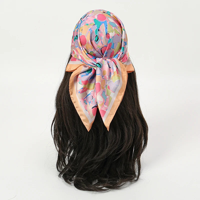 Bohemian Floral Print Silk Scarf