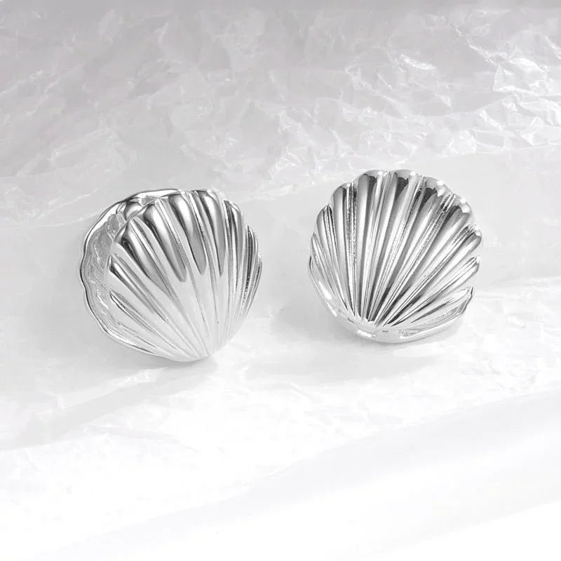 Exaggerated Ocean Shell Texture Stud Earrings