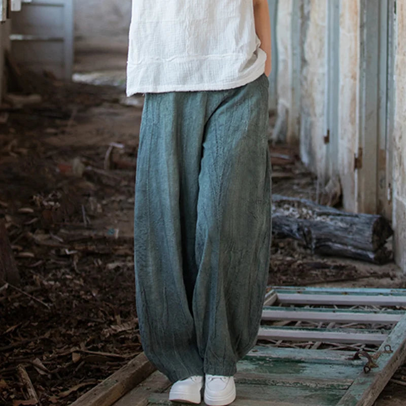 Cotton Linen Baggy Cargo Pants Women