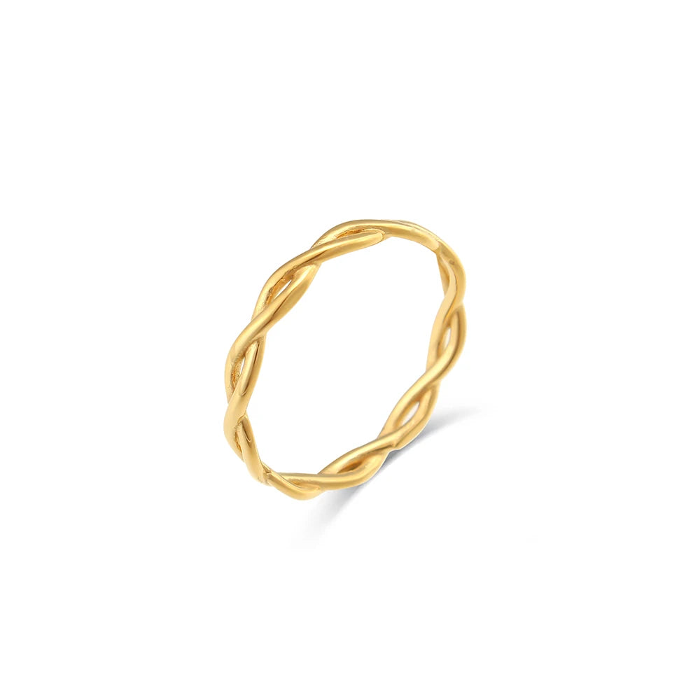 Minimalist Braided Twisted Gold Thin Rings