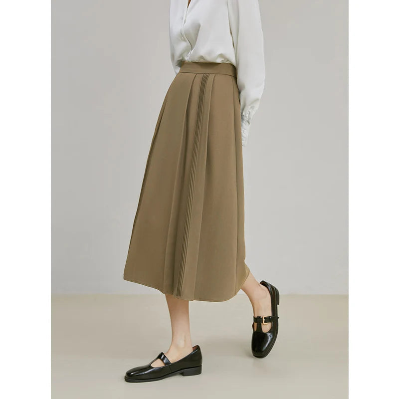 Simple Gray High Waist A-Line Skirt