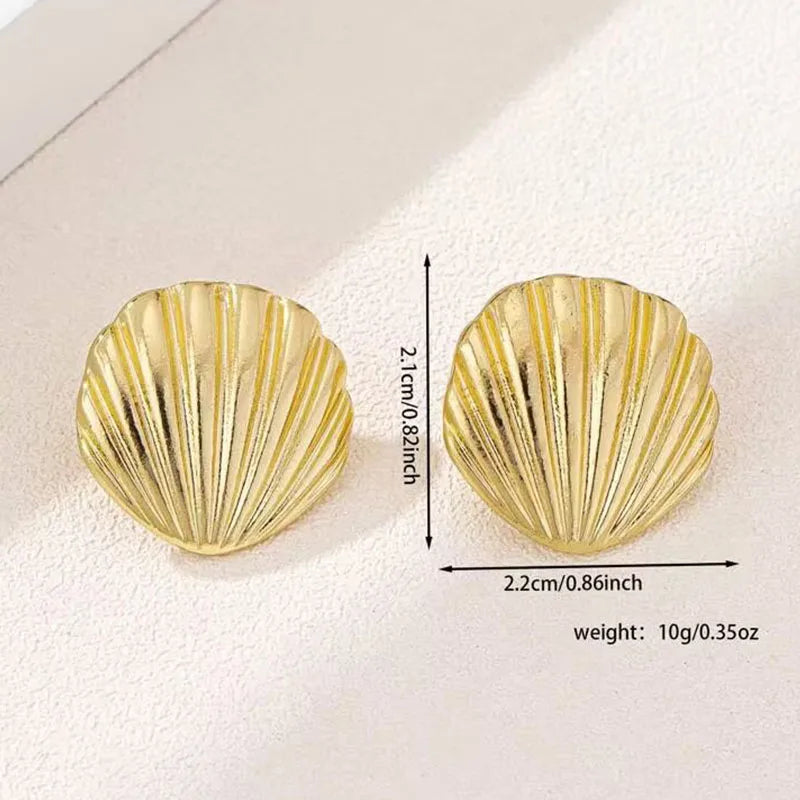 Exaggerated Ocean Shell Texture Stud Earrings