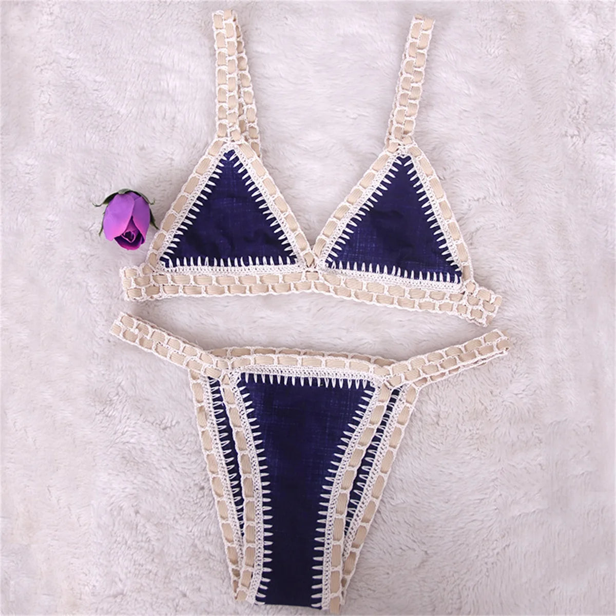 Pink Crochet Micro Bikini Set Women