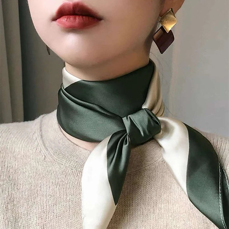 Luxury Satin Square Scarf Women