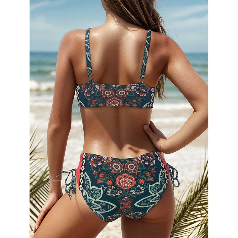 Plus Size Push-Up Floral Bikini Set Women
