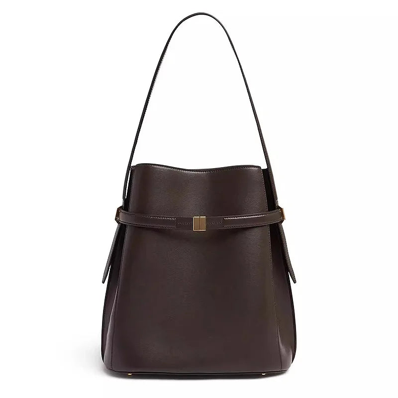 High-End Cowhide Bucket Shoulder Bag